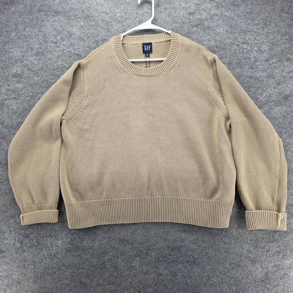 Gap Sweater Pullover Womens XX-Large Beige Chunky-Knit Crew Neck Relaxed Fit